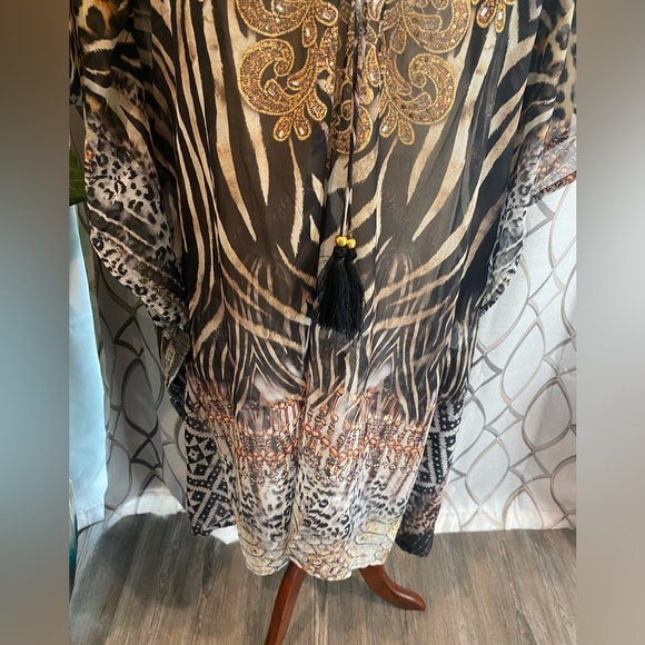 NWT True Colours by La Moda Animal Print Caftan Dress One Size - Picture 6 of 12